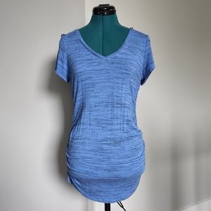 Motherhood V-Neck Runched Sides Blue T-Shirt Medium